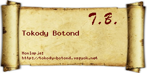 Tokody Botond névjegykártya